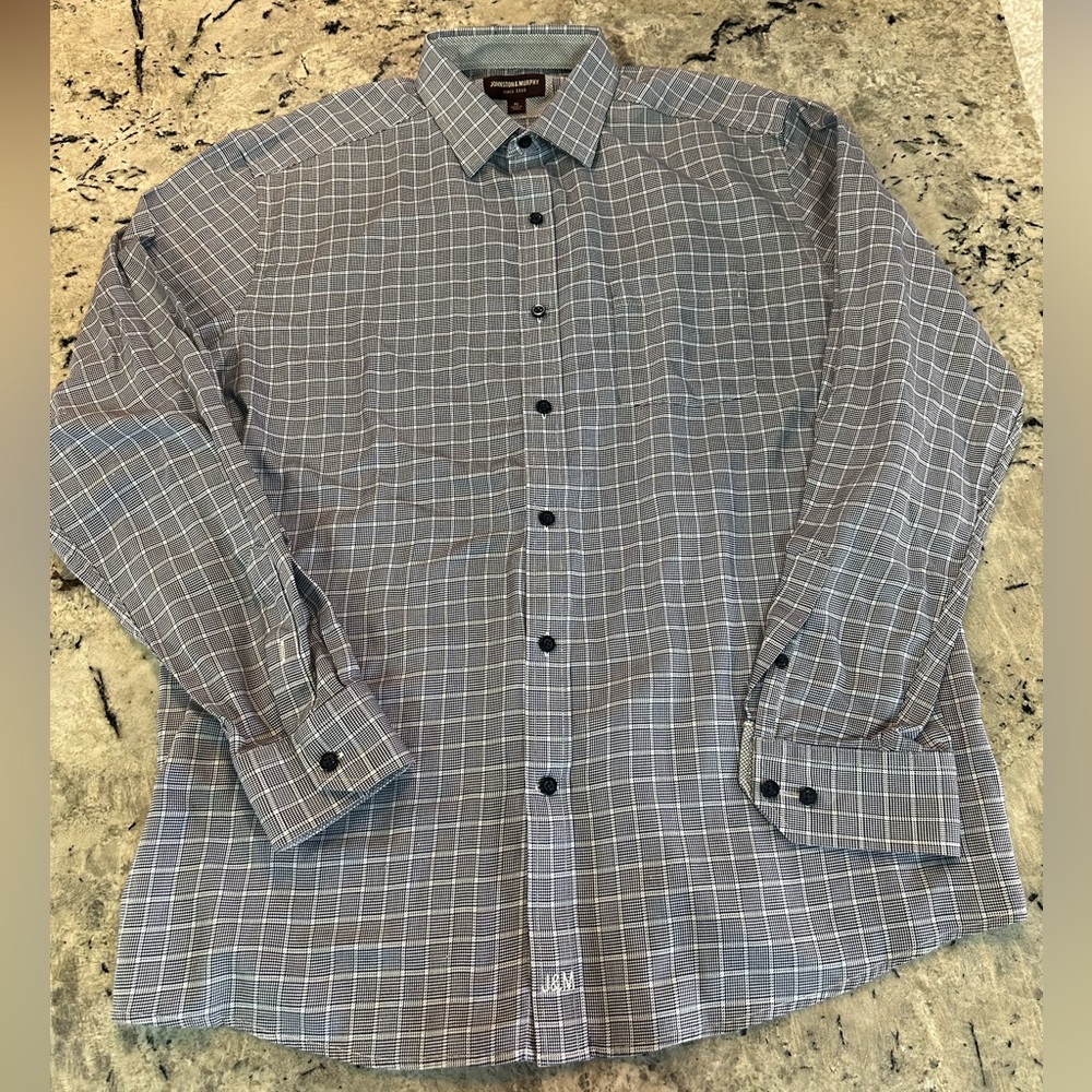 Johnston & Murphy Blue & White Button-down
